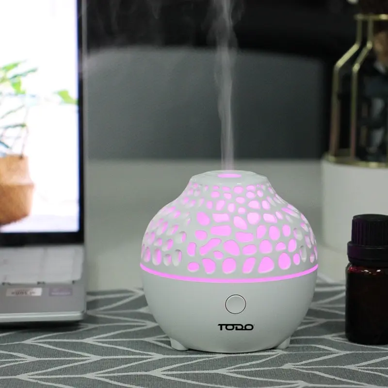 TODO 60ml Humidifier Aromatherapy Diffuser 7 Colour Led Ultrasonic Mist + Essential Oil - White