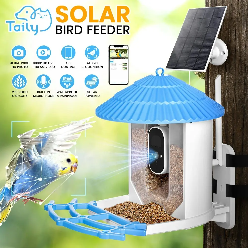 Taily Solar Smart Bird Feeder with Camera Waterproof for Garden Outdoor Bird Watching