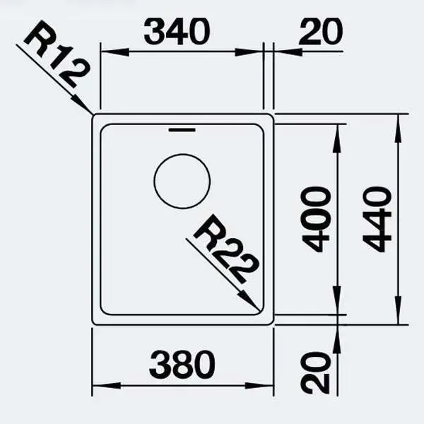 Blanco 25L Single Bowl Inset/Flushmount Sink With Overflow ANDANO340IFNK5 526892