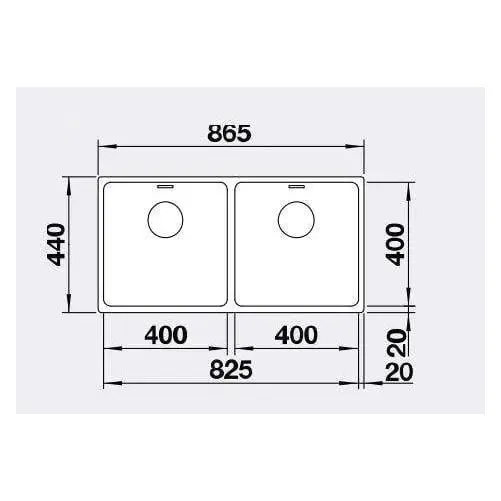 Blanco Double Bowl Undermount Sink With Overflow ANDANO400/400UK5 526894