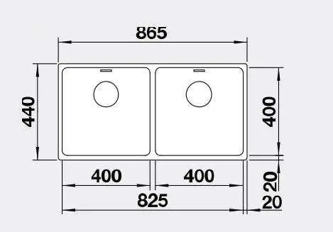 Blanco Double Bowl Undermount Sink With Overflow ANDANO400/400UK5 526894