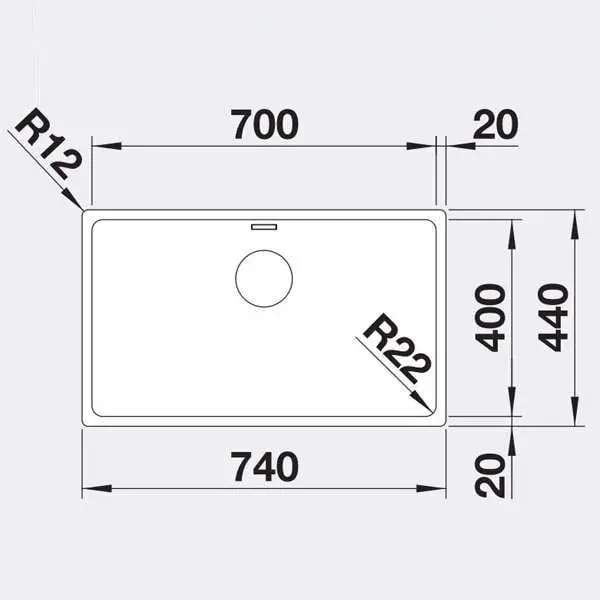 Blanco 53L Single Bowl Stainless Steel Undermount Sink ANDANO700UK5 526900