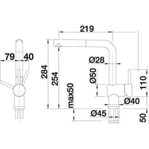 Blanco Rock Grey 140o Swivel Spout Pull Out Mixer Tap LINUSSG 521507