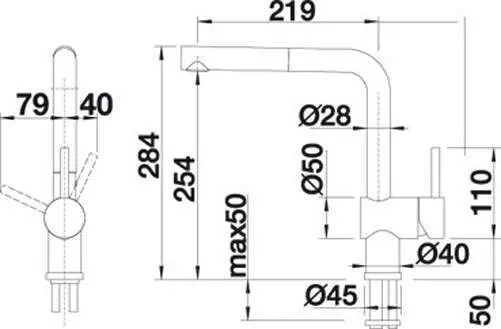 Blanco Rock Grey 140o Swivel Spout Pull Out Mixer Tap LINUSSG 521507