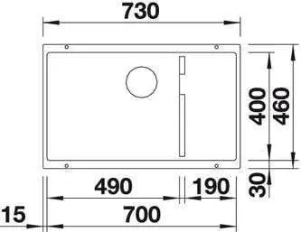 Blanco Rock Grey Single 2 Level Undermount Granite Sink SUBLINE700ULGK5 526867