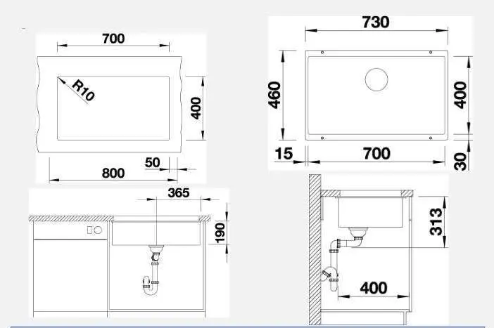 Blanco Anthracite Single Bowl Undermount Granite Sink SUBLINE700UK5 526865