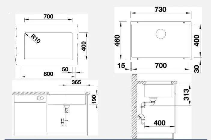 Blanco White Single Bowl Undermount Granite Sink SUBLINE700UWK5 526870