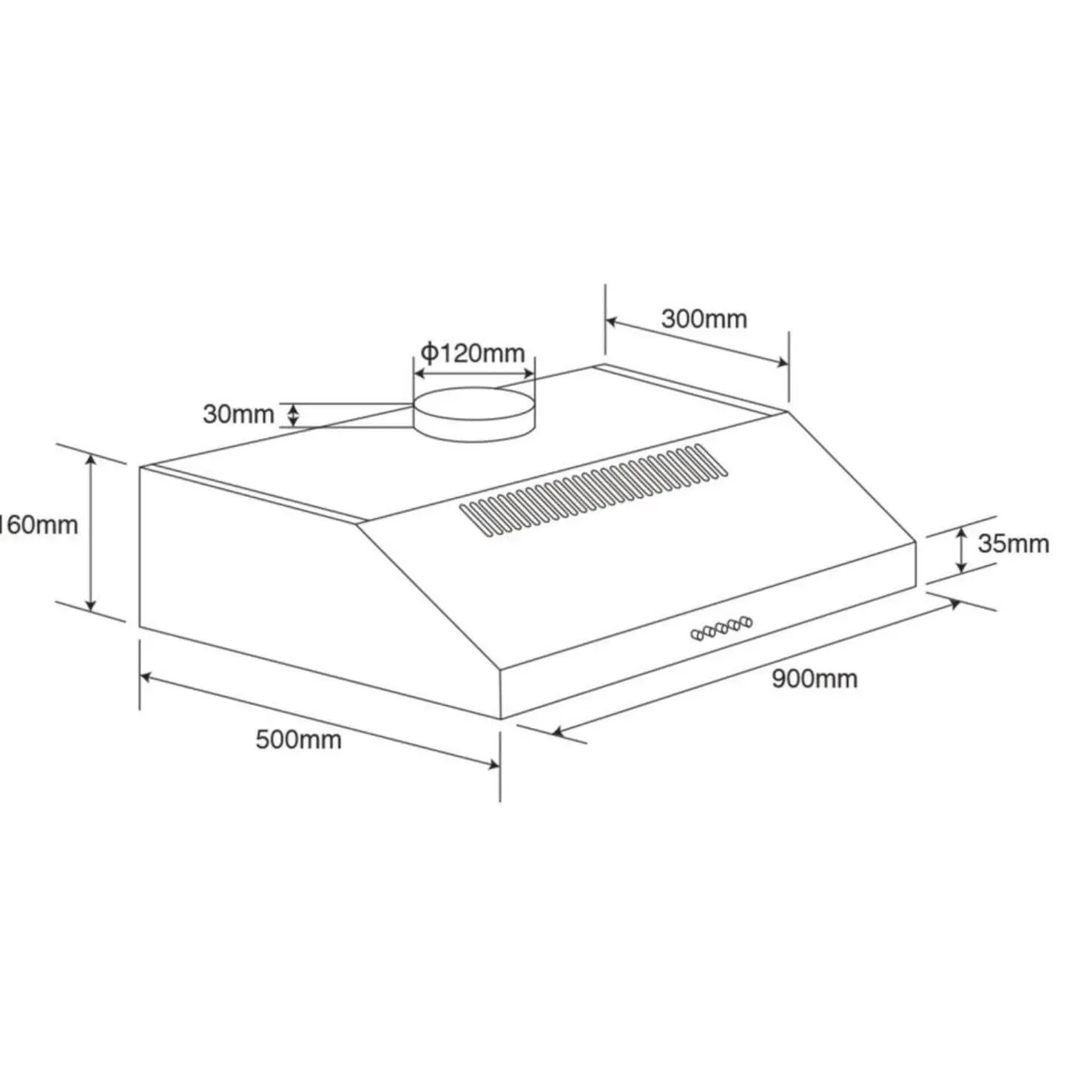 Euromaid 90cm Stainless Steel Fixed Rangehood R90FS