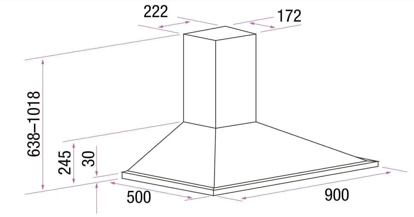 Inalto 90cm Canopy Rangehood IRC90S