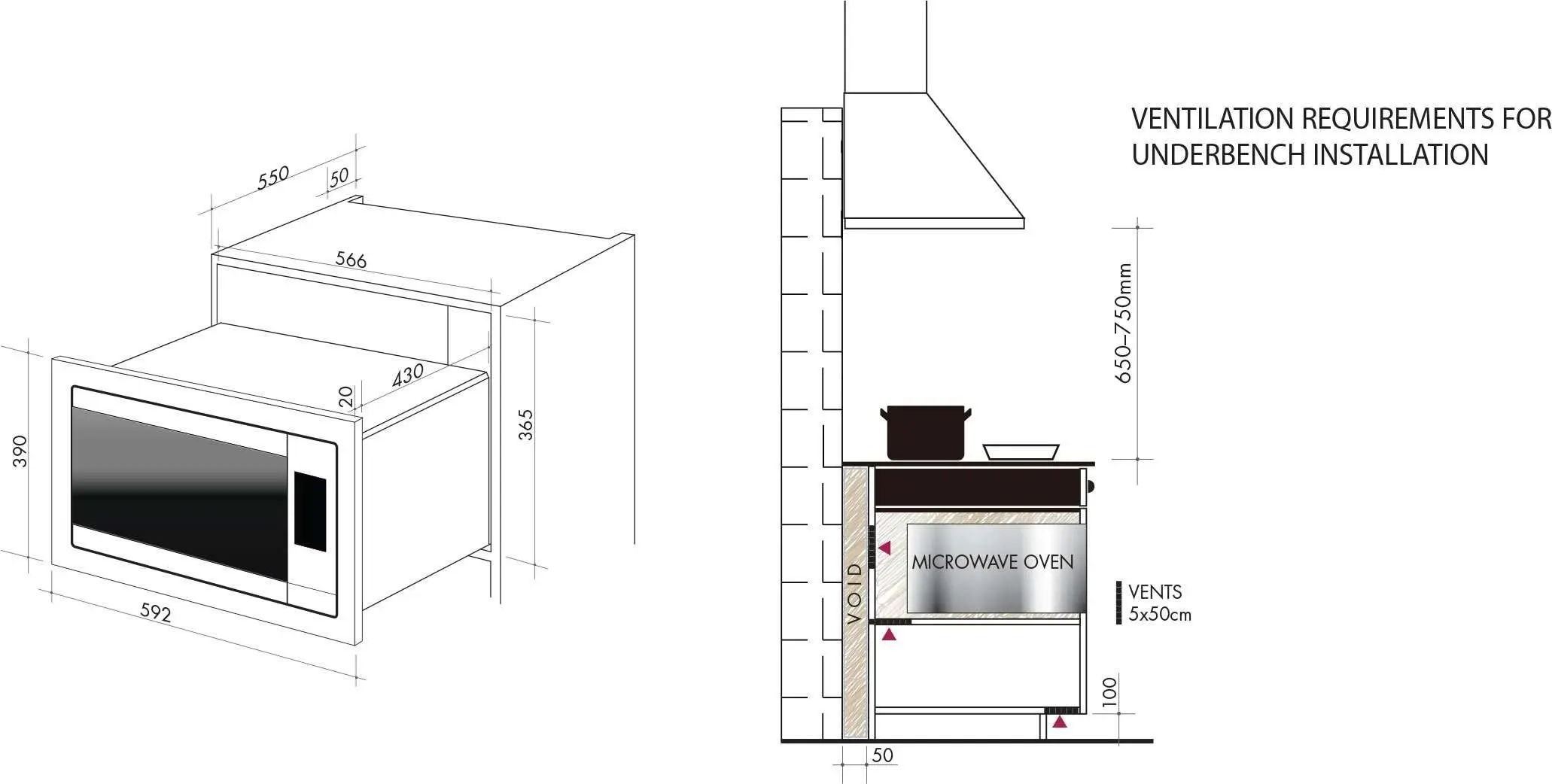 Artusi 31L Built-In Wall Microwave Oven AMO31TK