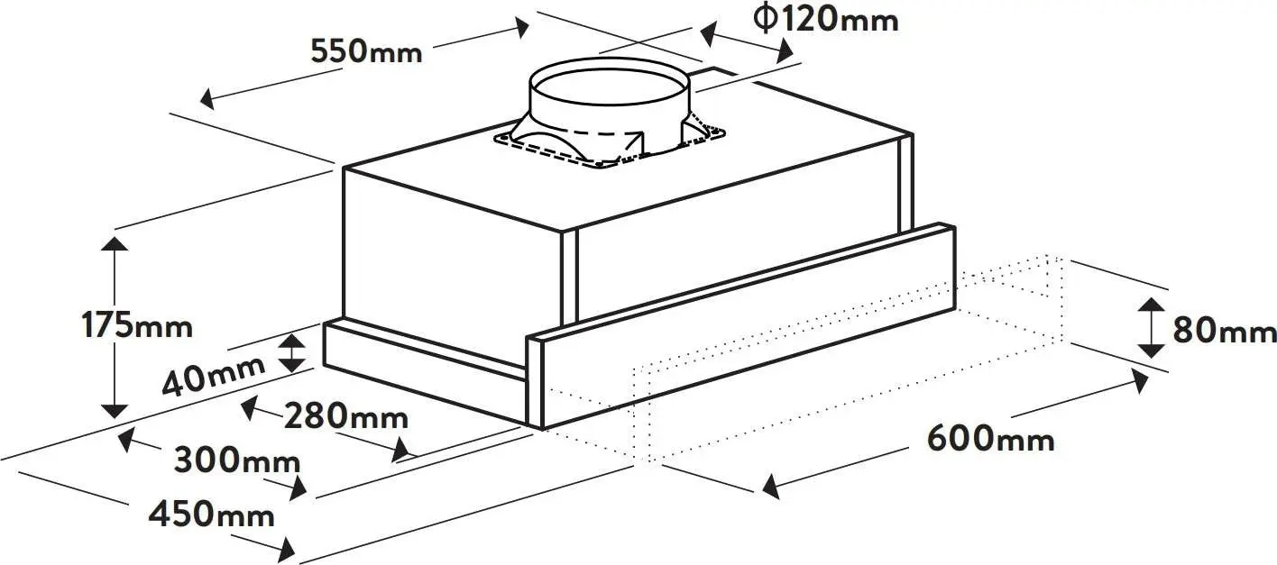 Omega 60cm Slideout Rangehood ORT6WBA