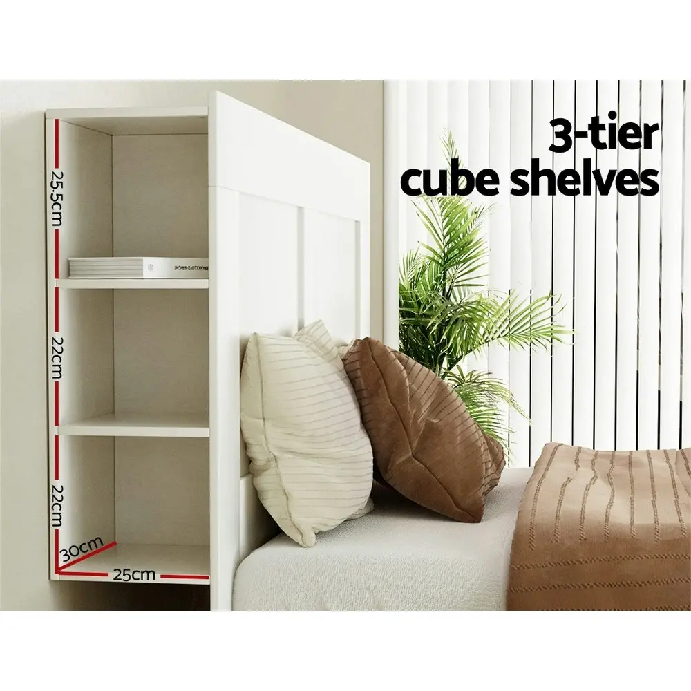 Artiss Bed Head King Size with Shelves - CABI White