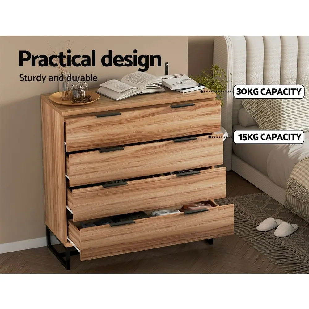 Artiss 4 Chest of Drawers Tallboy - NOCHE Rust Oak