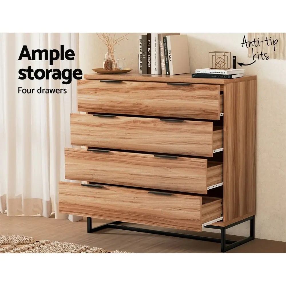 Artiss 4 Chest of Drawers - NOCHE Rust Oak