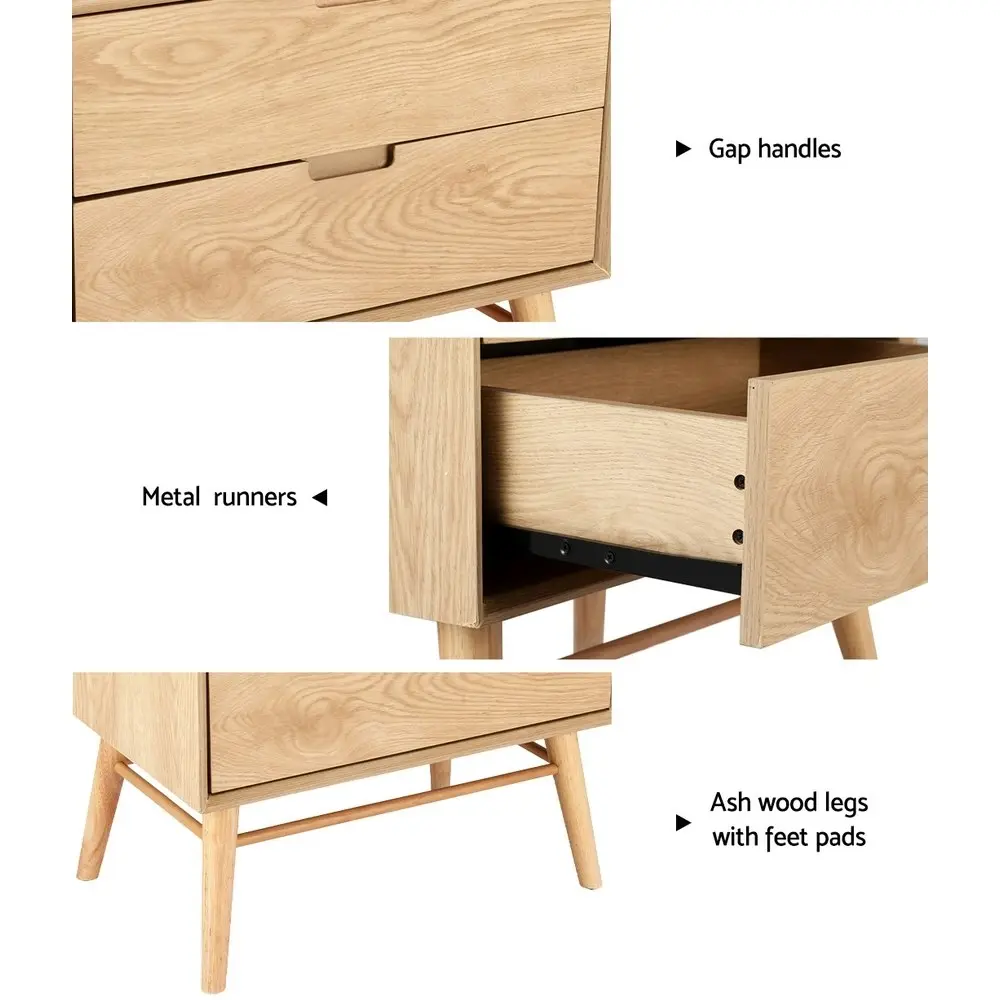 Artiss Bedside Table 2 Drawers - GINO Pine