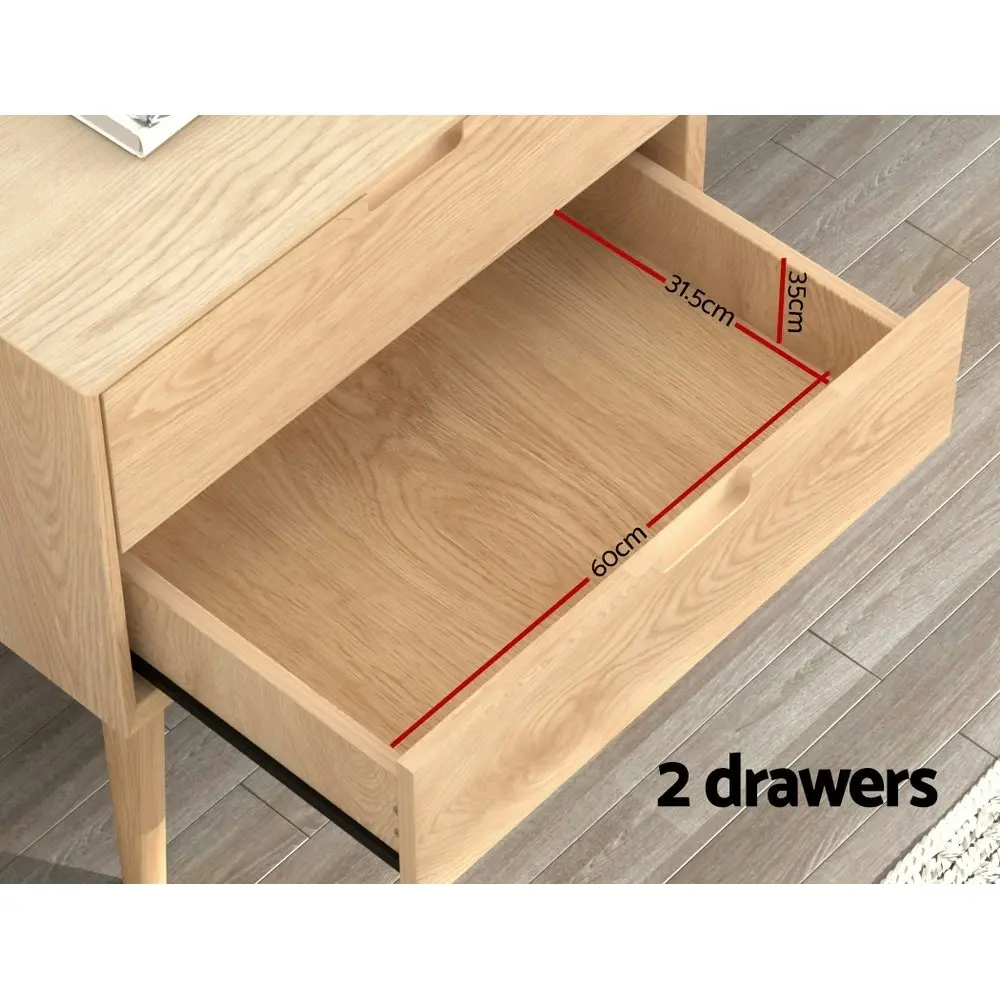 Artiss Bedside Table 2 Drawers - GINO Pine