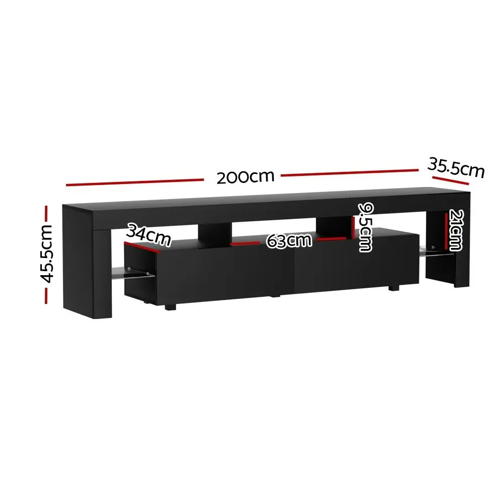 Artiss TV Cabinet Entertainment Unit Stand RGB LED 200cm Black