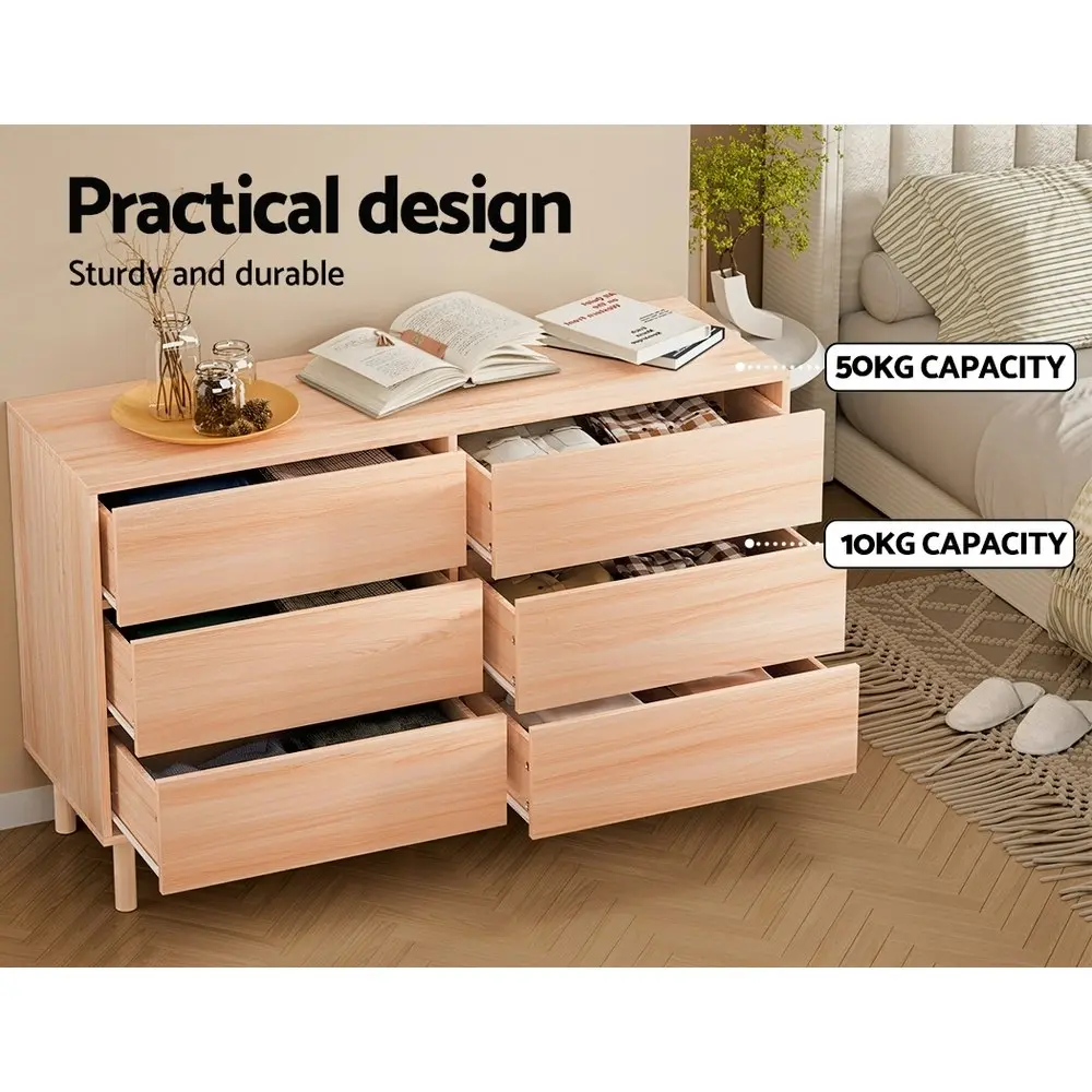 Artiss 6 Chest of Drawers - ALVA Pine