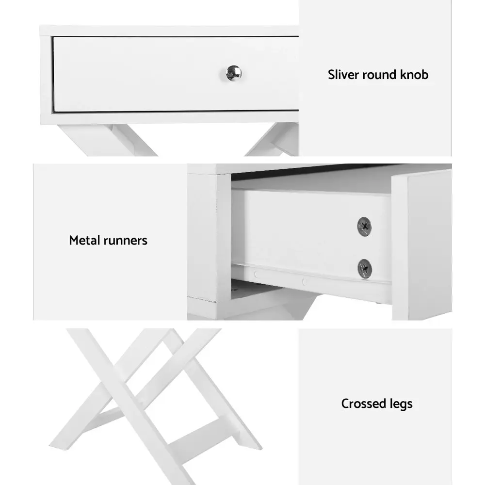 Artiss Bedside Table with Drawer - QARA White