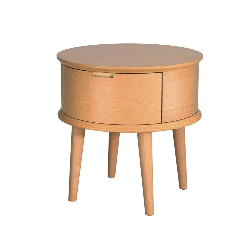 Artiss Curved Bedside Table - ENZO Oak