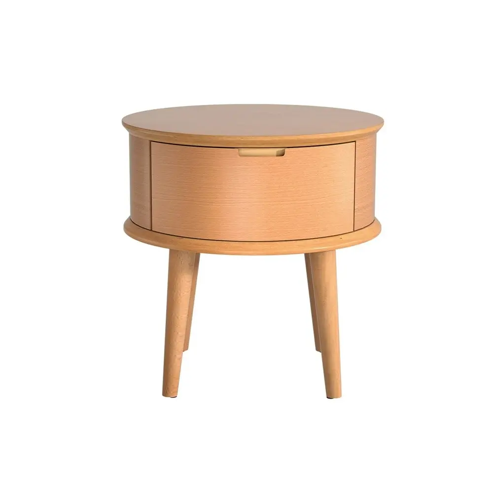 Artiss Curved Bedside Table - ENZO Oak