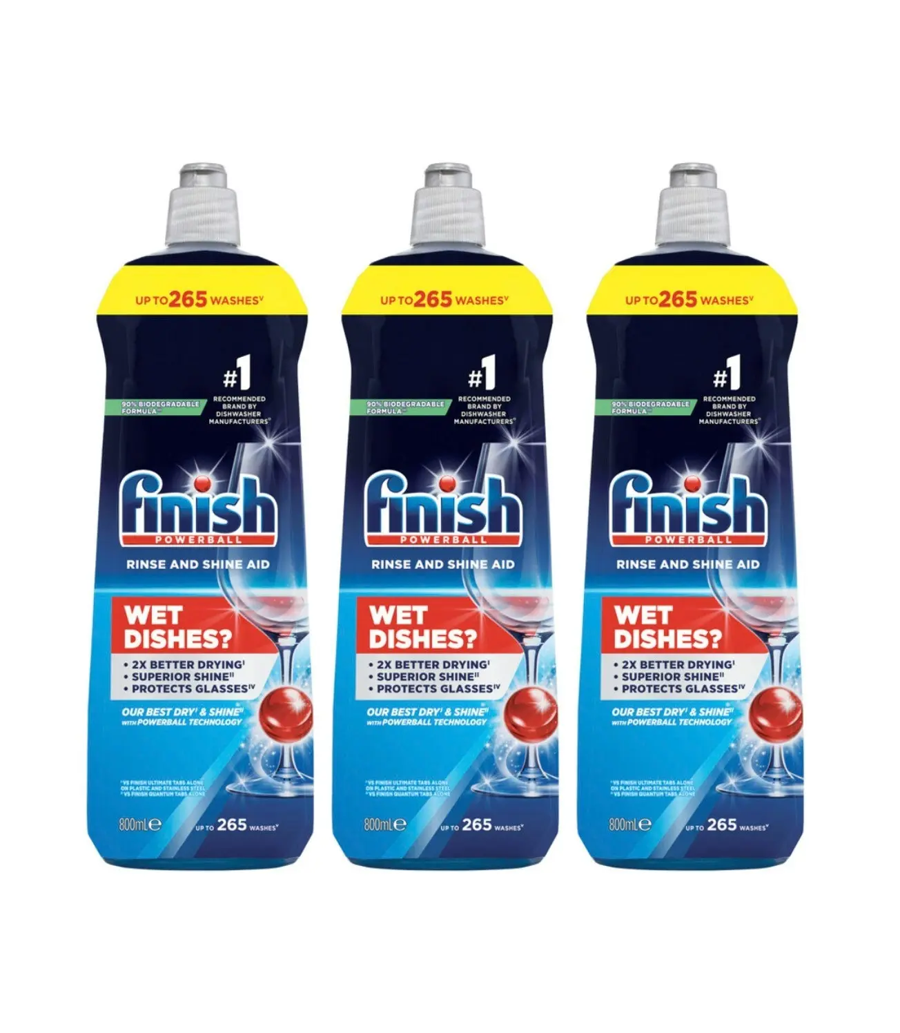 3 Pack Finish Rinse and Shine Aid 800ml