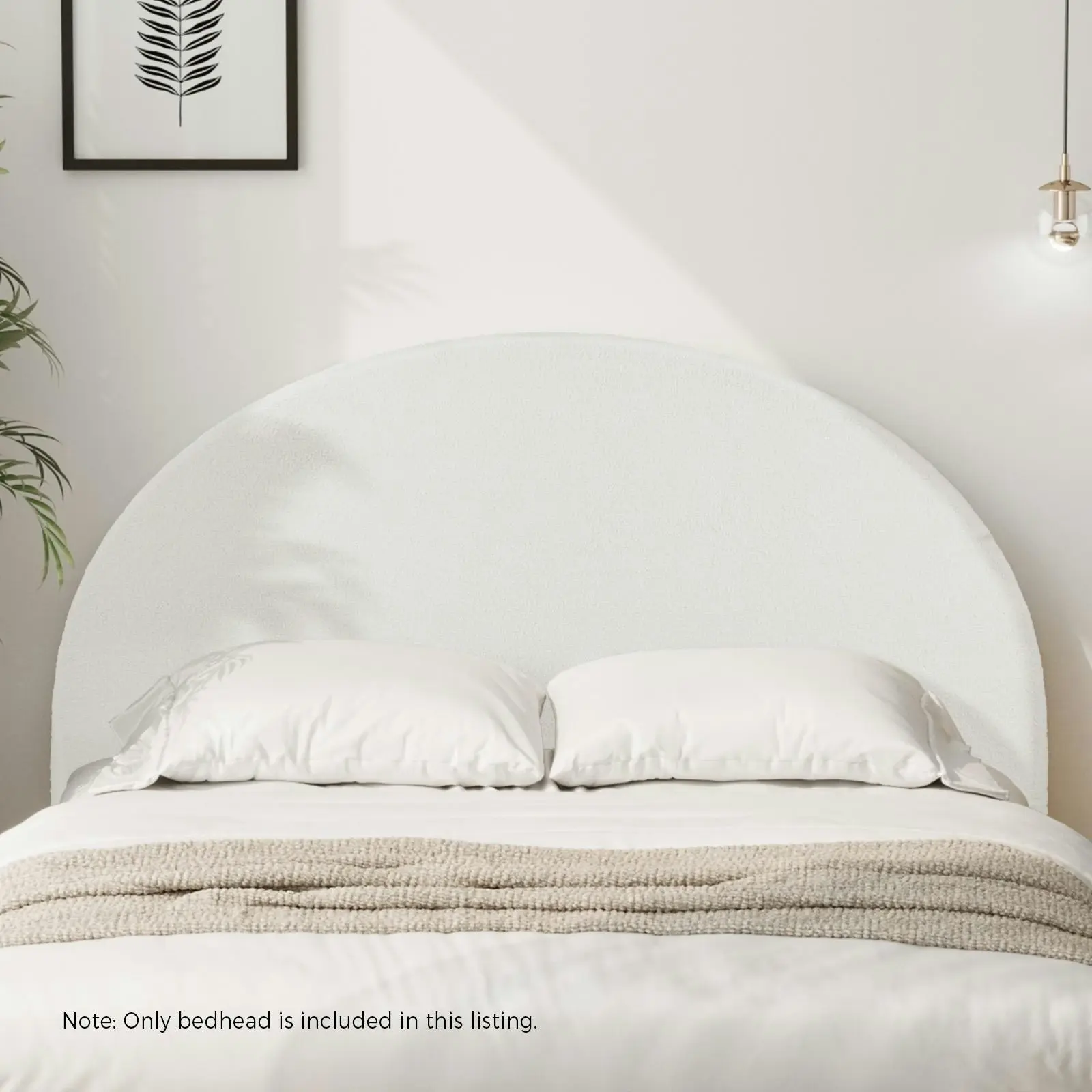 Oikiture Bed Head Double Size Headboard Bedhead White Boucle