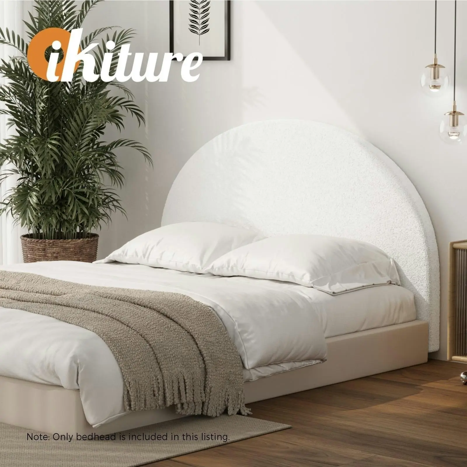 Oikiture Bed Head King Size Headboard Bedhead White Boucle