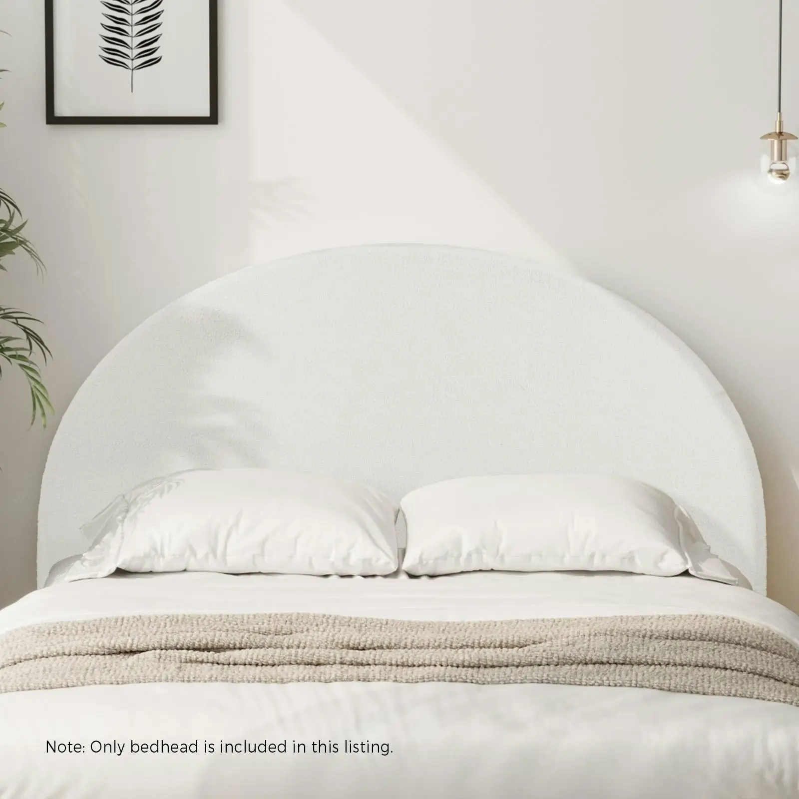 Oikiture Bed Head King Size Headboard Bedhead White Boucle