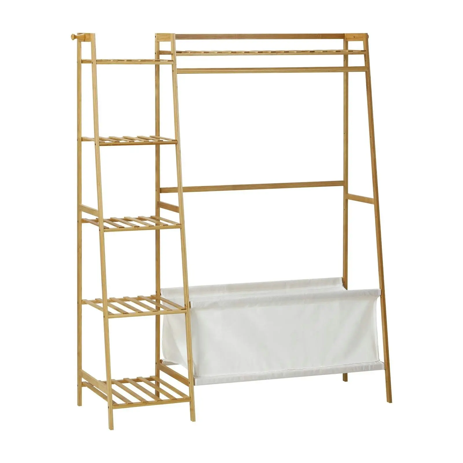 Oikiture Clothes Rack Open Wardrobe Garment Coat Hanging Rail with Laundry bag