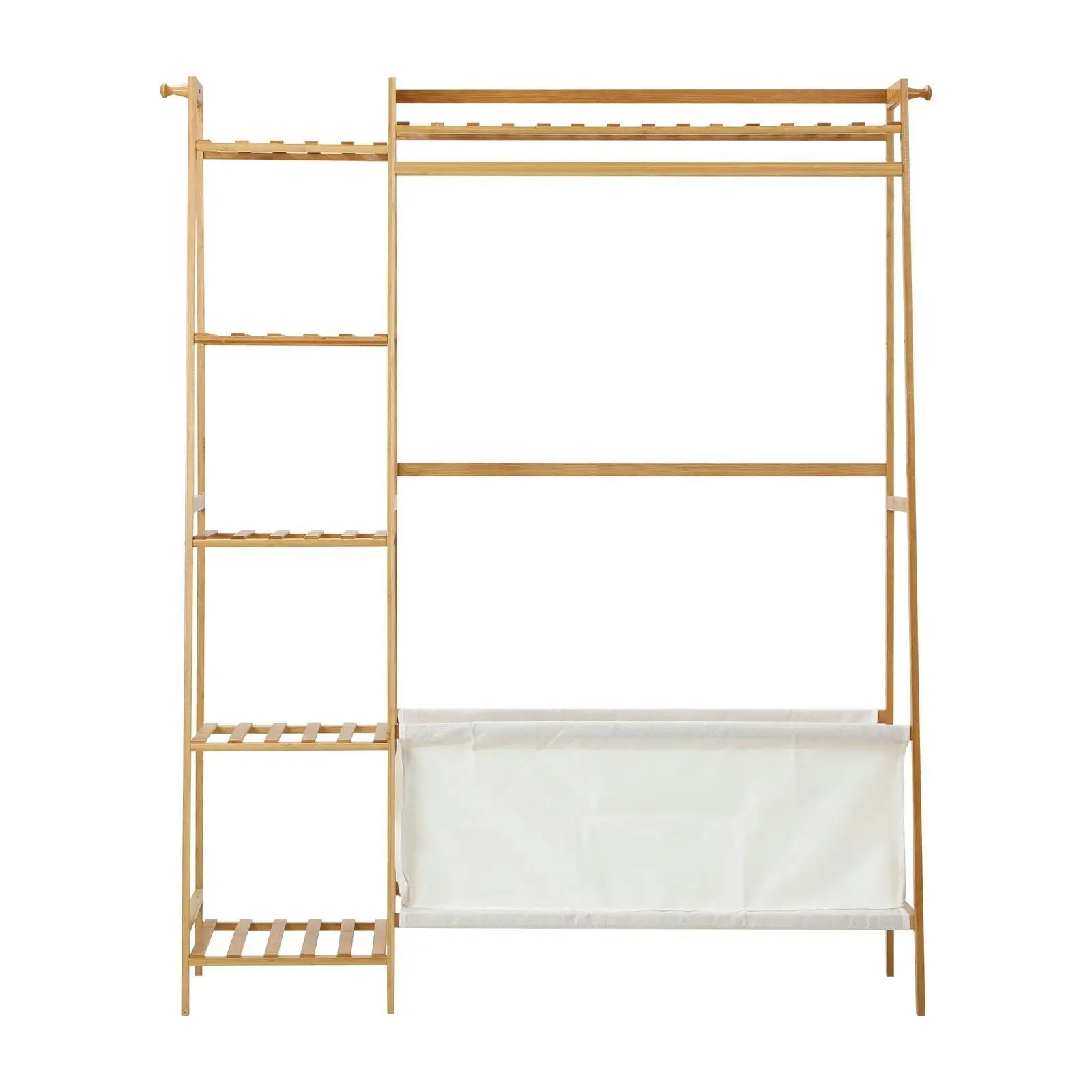 Oikiture Clothes Rack Open Wardrobe Garment Coat Hanging Rail with Laundry bag