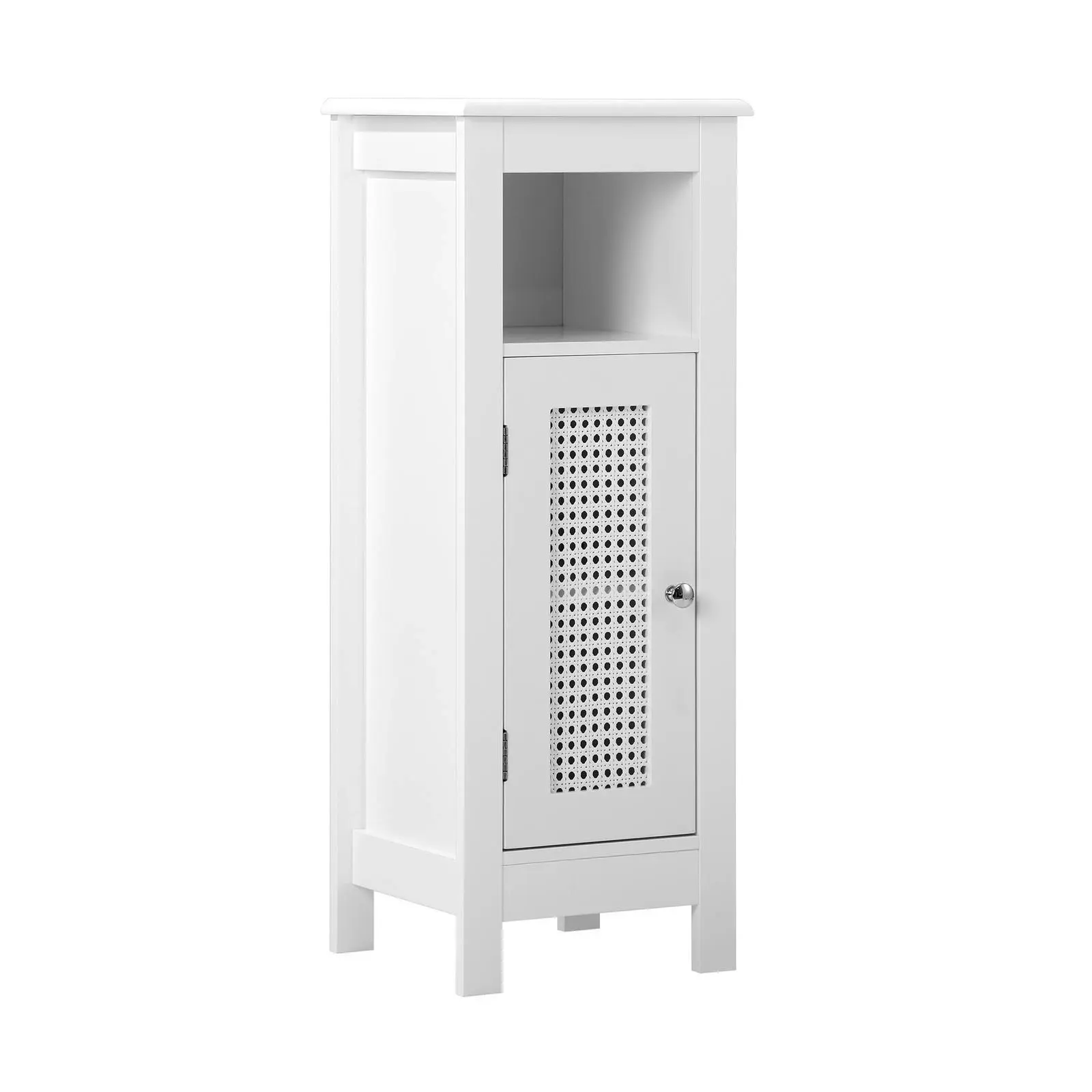 Oikiture Storage Cabinet Floor Cupboard Slim Laundry Bathroom Rattan Door White