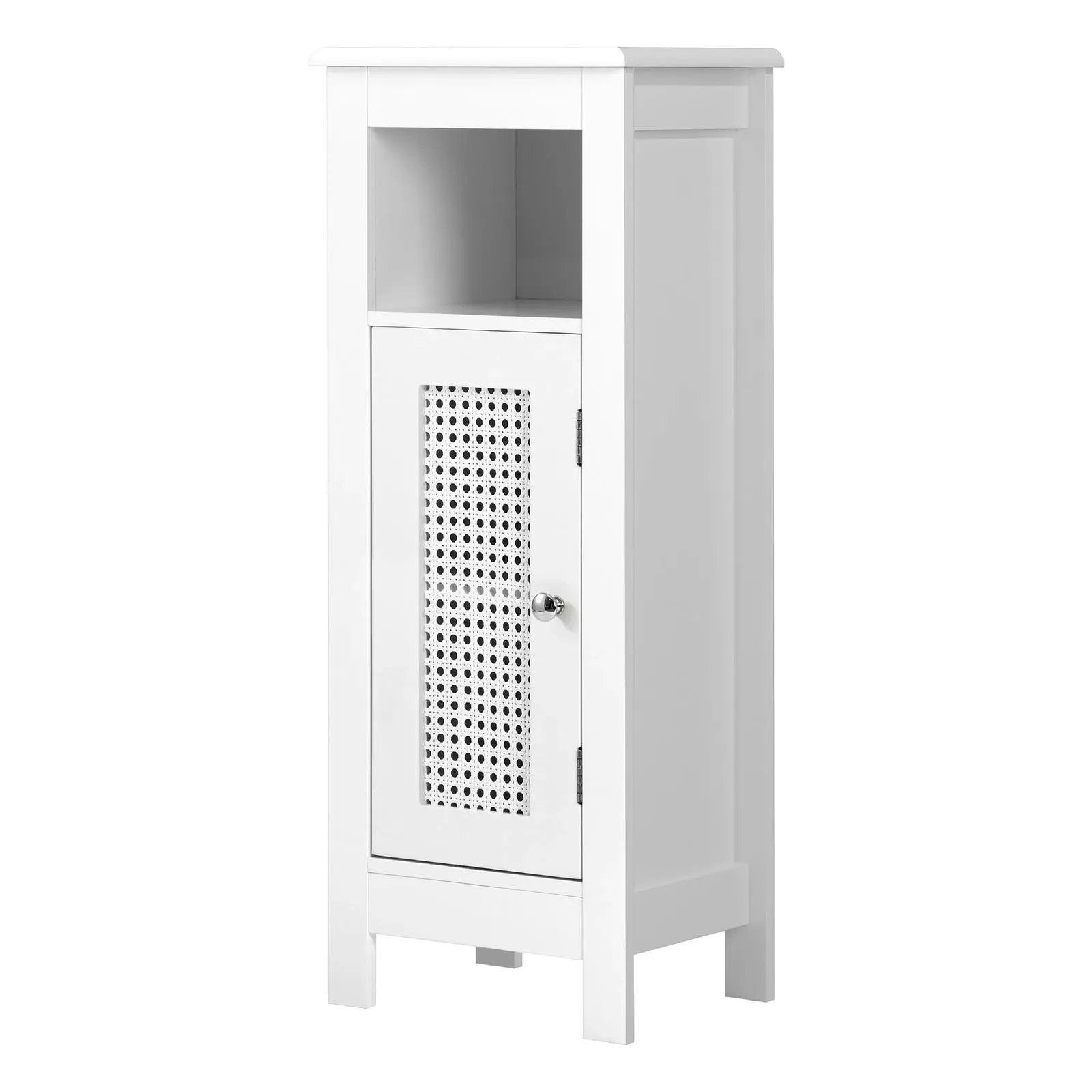 Oikiture Storage Cabinet Floor Cupboard Slim Laundry Bathroom Rattan Door White