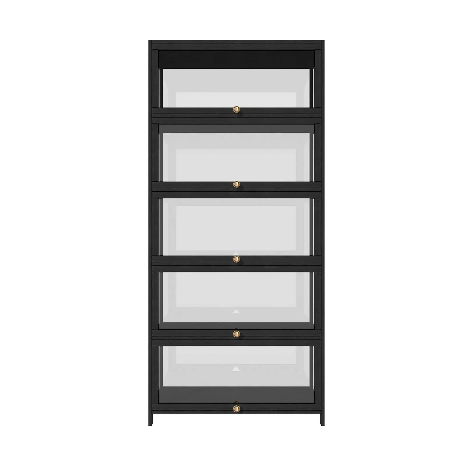 Oikiture Display Cabinet Storage 5-Tier Shelves Clear Bookcase Sideboard Black