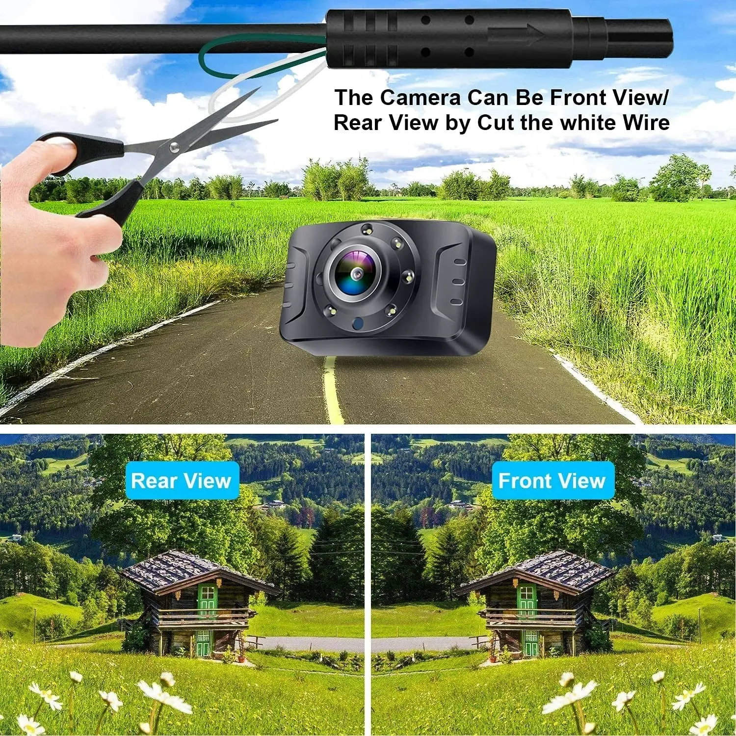 AMTIFO Backup Camera HD 1080P Rear View Monitor for Car Truck Camper Minivan Reverse Cam System License Plate Waterproof Clear Night Vision DIY Guidelines A2