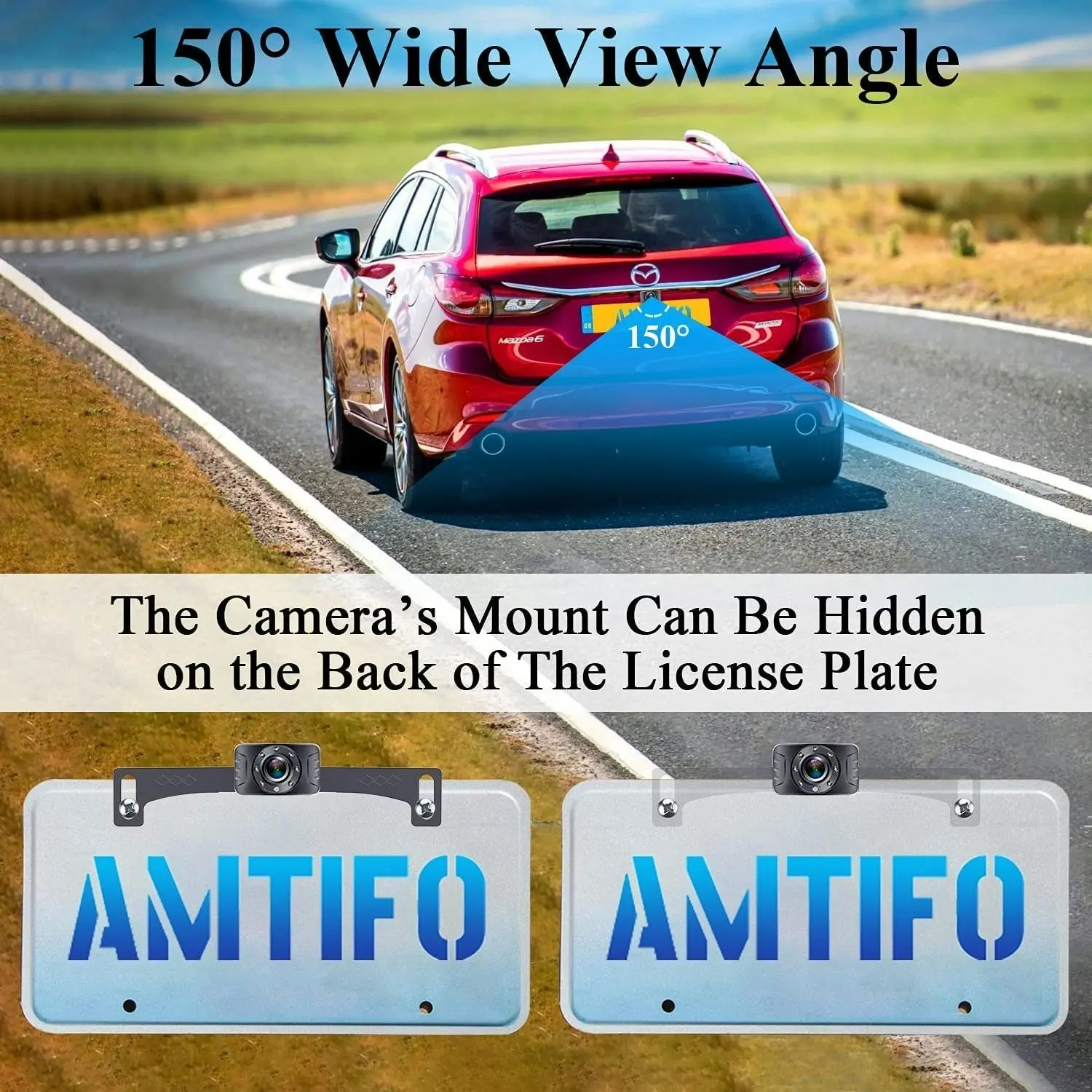 AMTIFO Backup Camera HD 1080P Rear View Monitor for Car Truck Camper Minivan Reverse Cam System License Plate Waterproof Clear Night Vision DIY Guidelines A2