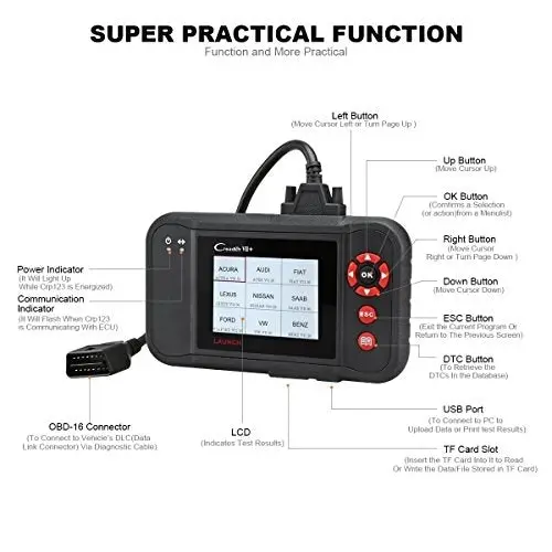 Launch X431 Creader VII+ CRP123 Auto Diagnostic Code Reader OBD2 Scanner Scan Tool