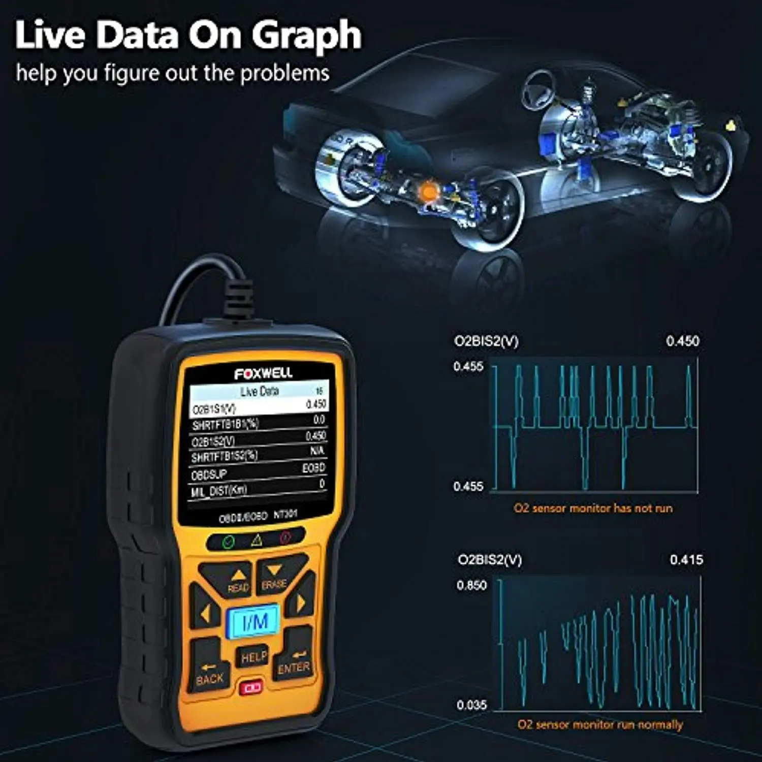 Foxwell NT301 Obd2 Scanner Professional Enhanced OBDII Diagnostic Code Reader