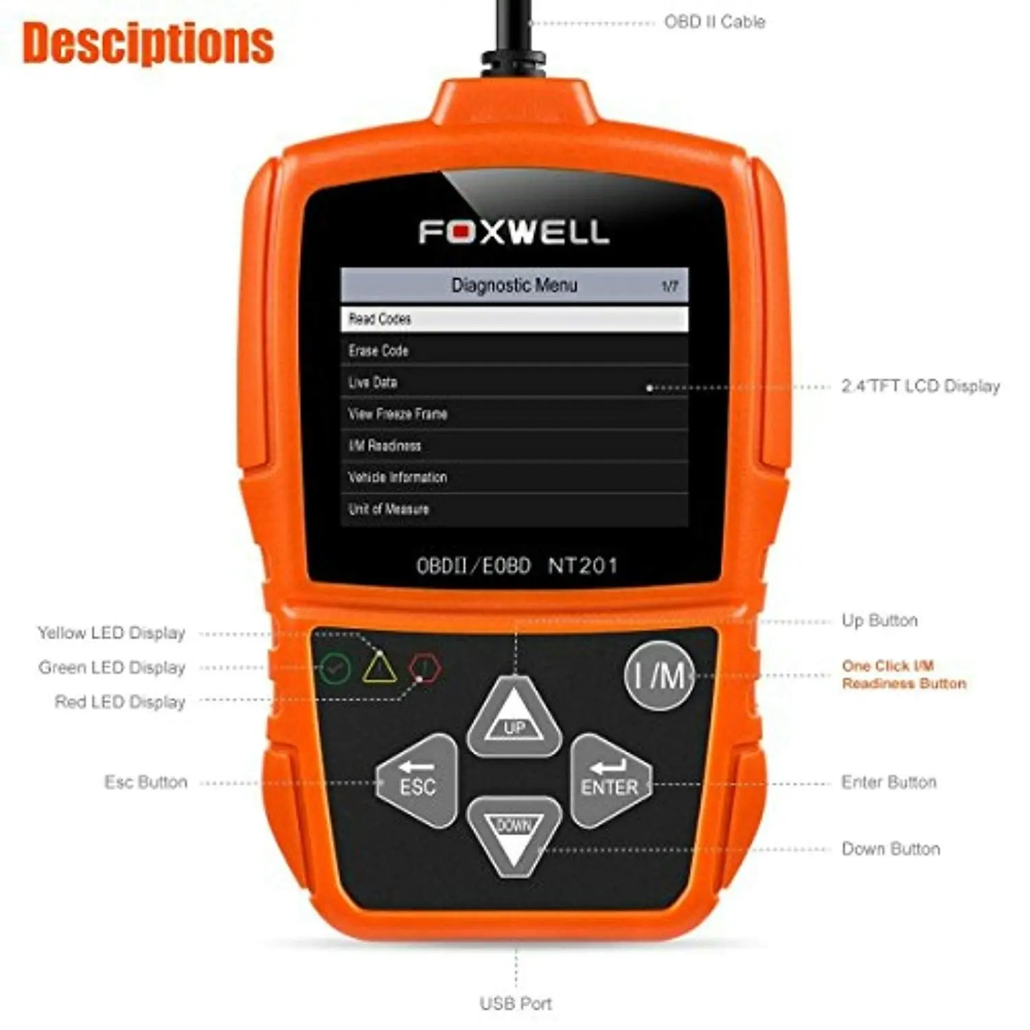 Foxwell OBD II Auto Code Scanner Automotive Diagnostic Scan Tool Check Car Engine Light Fault Codes Readers OBDII OBD2 Diagnostics