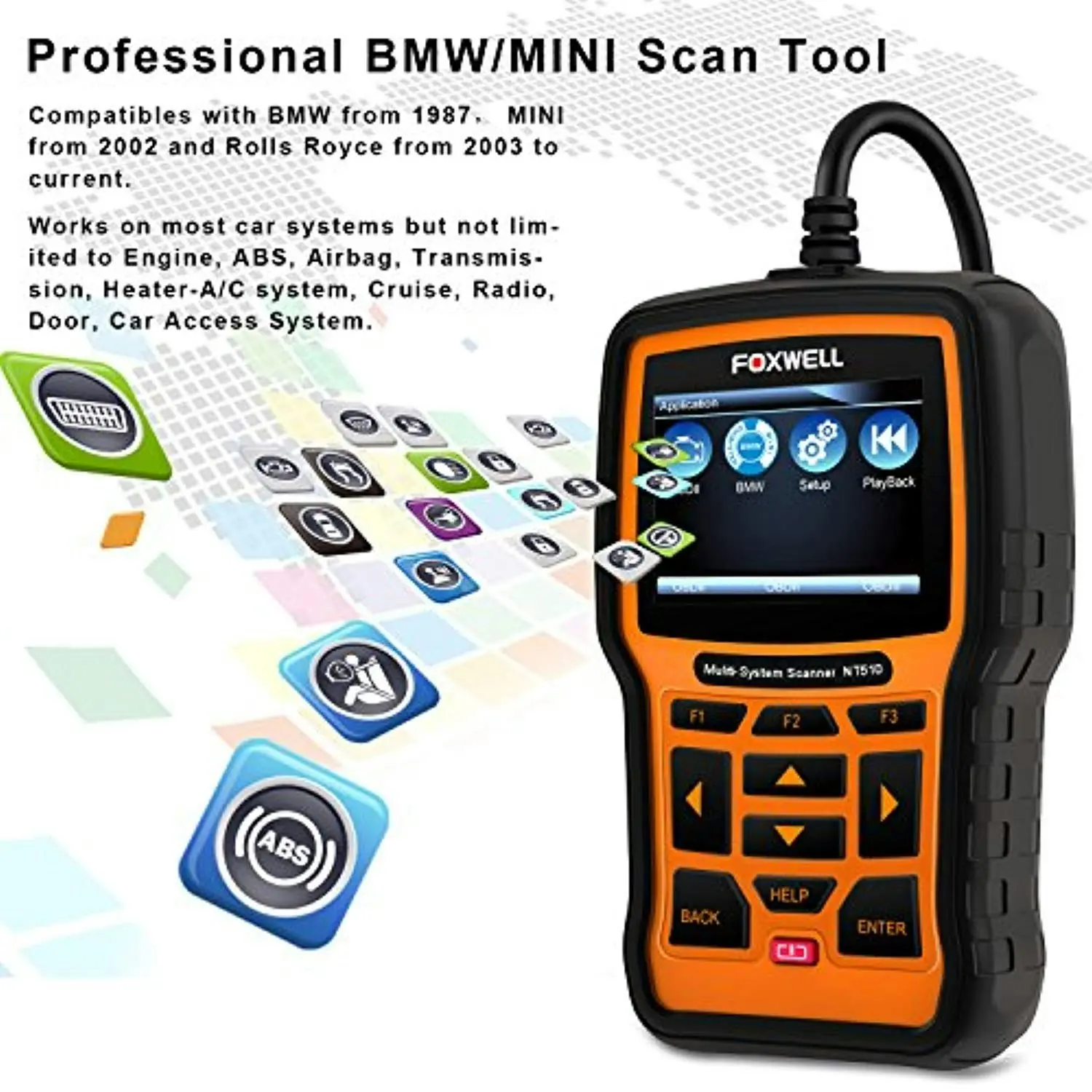 Foxwell NT510 Automotive Scanner for BMW OBD II Obd2 Code Reader, ABS/SRS/EPB/Transmission Diagnostic Scan Tools with OIL Service