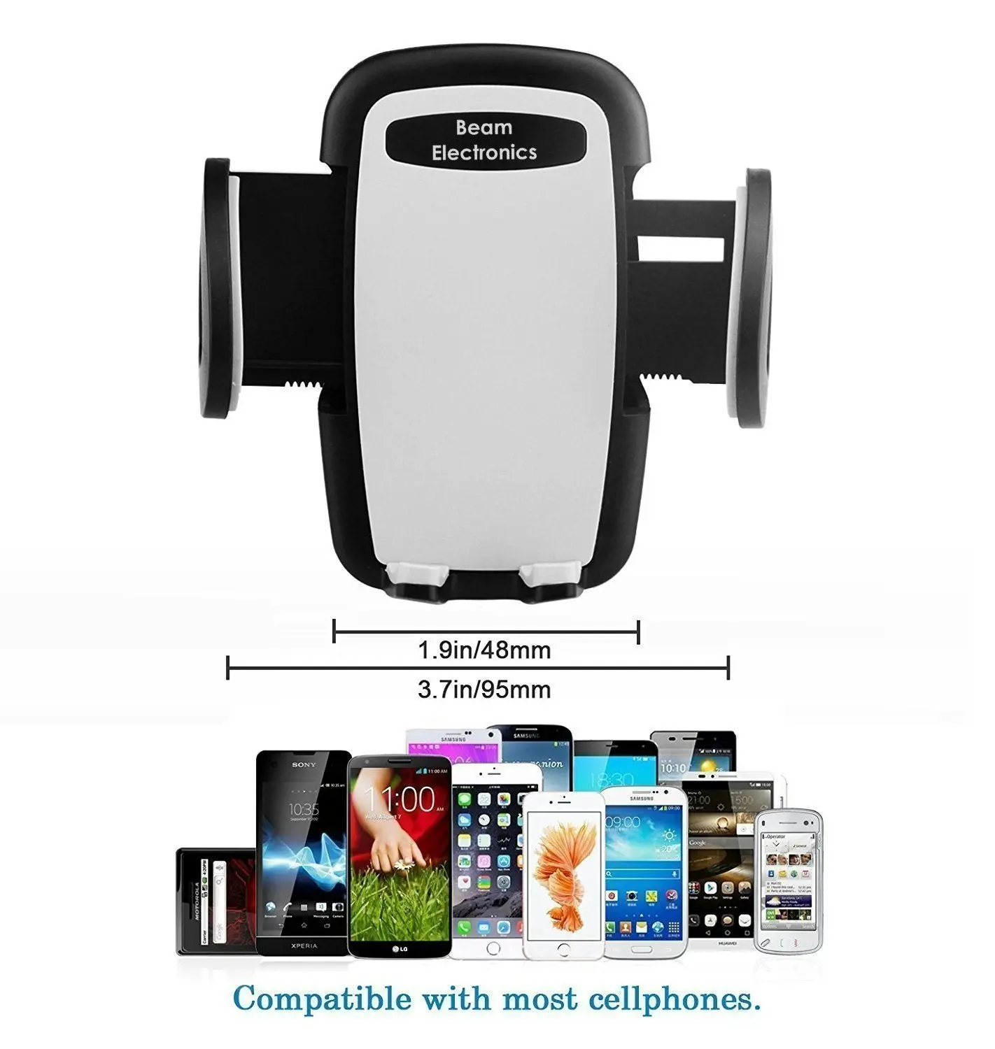 Beam Electronics Universal Smartphone Car Air Vent Mount Holder Cradle for iPhone XS XS Max X 8 8 Plus 7 7 Plus SE 6s 6 Plus 6 5s 5 4s 4