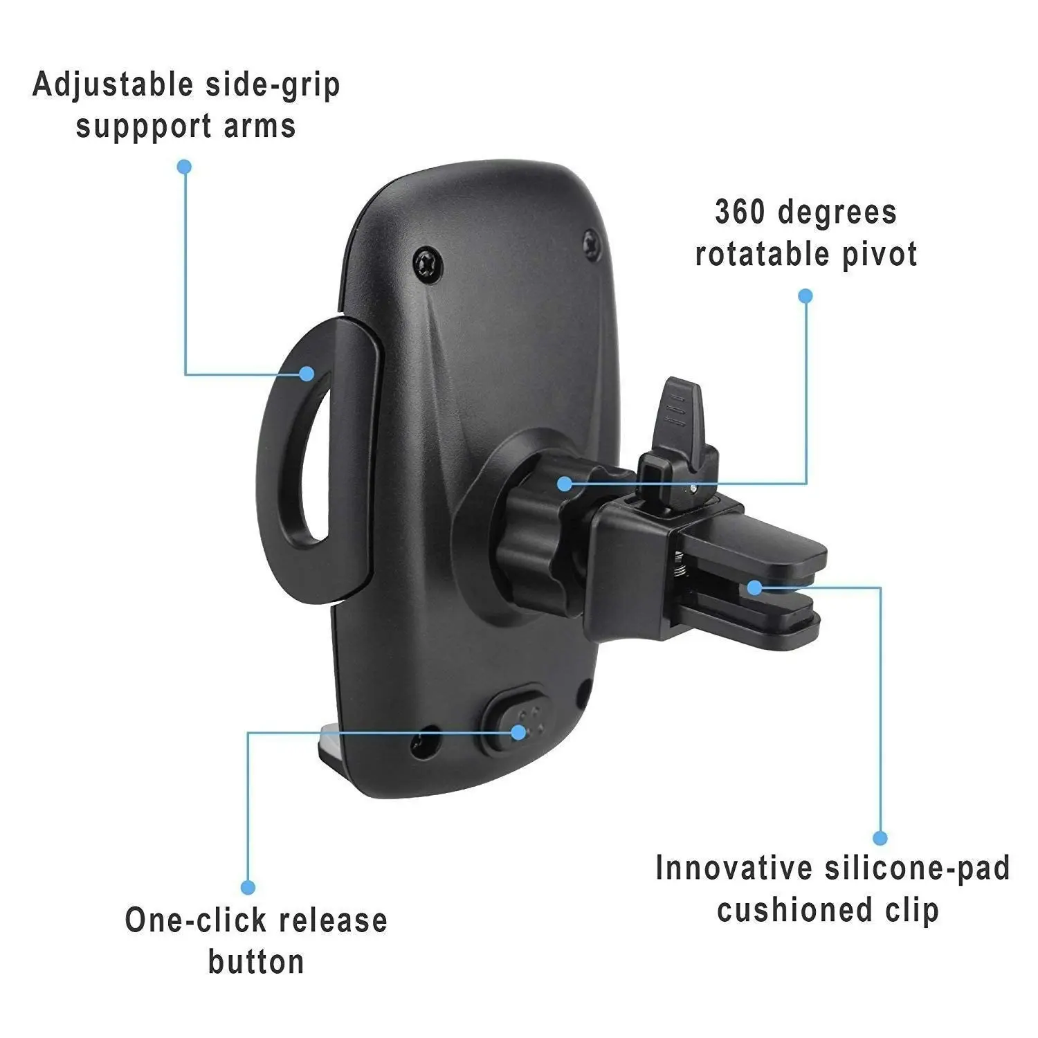 Beam Electronics Universal Smartphone Car Air Vent Mount Holder Cradle for iPhone XS XS Max X 8 8 Plus 7 7 Plus SE 6s 6 Plus 6 5s 5 4s 4