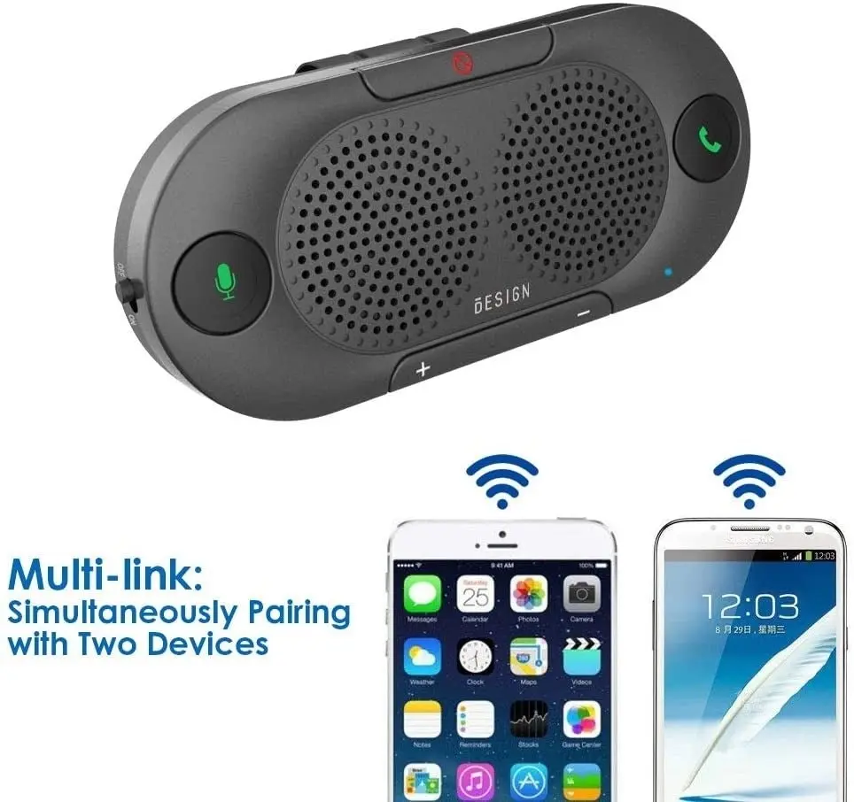 Besign BK06 Bluetooth 5.0 in Car Speakerphone with Visor Clip, Wireless Car Kit for Handsfree Talking, Motion Auto On, Siri Google Assistant Support,