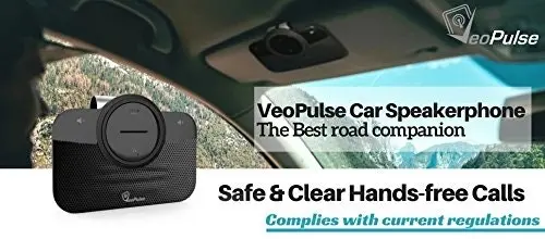 VeoPulse Car Speakerphone B-PRO 2 Hands Free with Bluetooth Automatic Mobile Phone Connection - Safe Hands-free kit Talking and Driving Wireless Techn