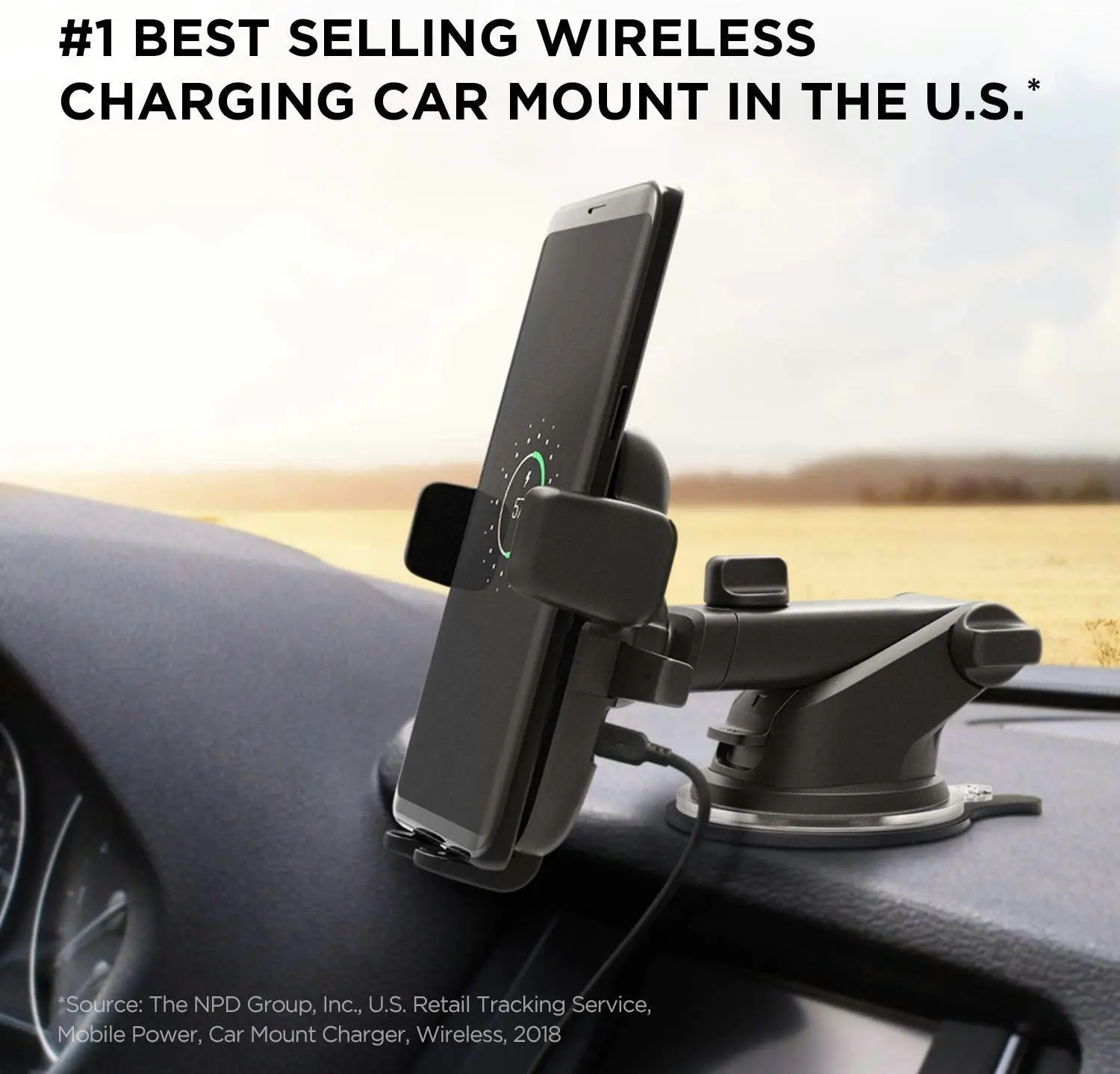 iOttie Easy One Touch Wireless Qi Fast Charge Car Mount Kit || Fast Charge: Samsung Galaxy S10 S9 Plus S8 S7 Edge Note 8 5 | Standard Charge: IPhone X