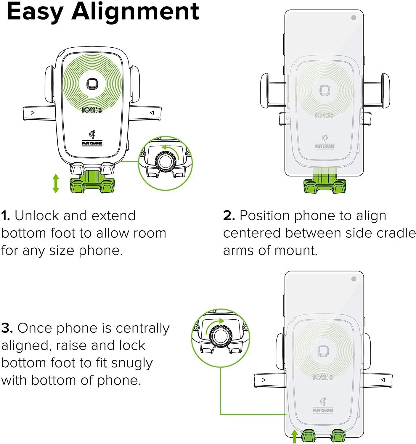 iOttie Easy One Touch Wireless Qi Fast Charge Car Mount Kit || Fast Charge: Samsung Galaxy S10 S9 Plus S8 S7 Edge Note 8 5 | Standard Charge: IPhone X