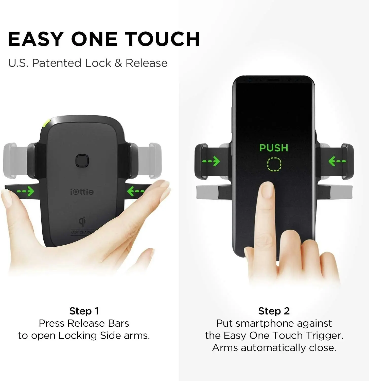 iOttie Easy One Touch Wireless Qi Fast Charge Car Mount Kit || Fast Charge: Samsung Galaxy S10 S9 Plus S8 S7 Edge Note 8 5 | Standard Charge: IPhone X