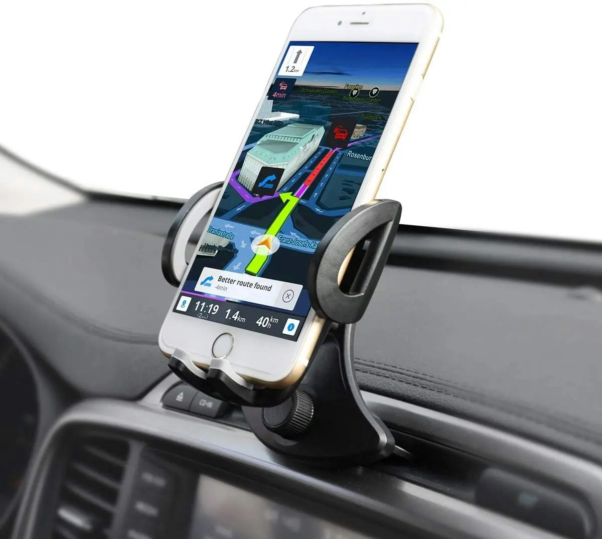 Crazefoto Car Phone Mount,CD Slot Car Phone Holder Universal Car Cradle Mount with Three-Side Grips and One-Touch Compatible with iPhone11/11Pro/X/8/8