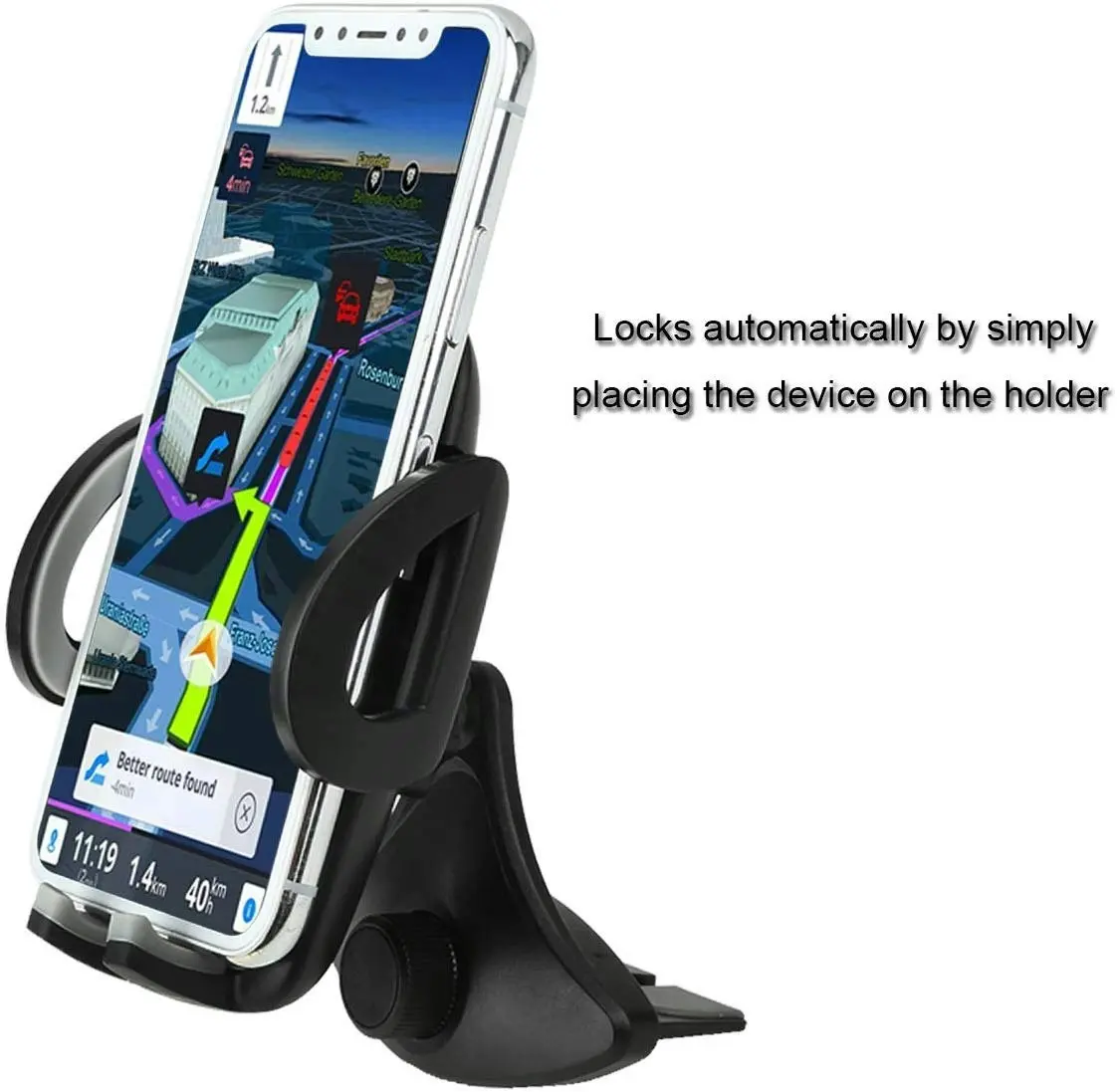 Crazefoto Car Phone Mount,CD Slot Car Phone Holder Universal Car Cradle Mount with Three-Side Grips and One-Touch Compatible with iPhone11/11Pro/X/8/8