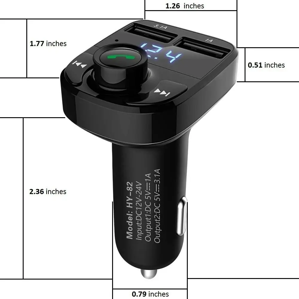 LIHAN Handsfree Call Car Charger,Wireless Bluetooth FM Transmitter Radio Receiver,Mp3 Music Stereo Adapter,Dual USB Port Charger Compatible for All Sm